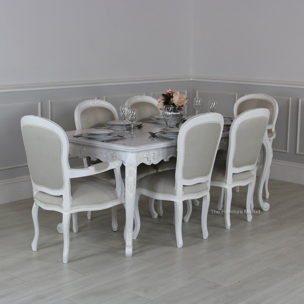 Product Of The Week French Chateau White Painted 6 Seater Dining Set The Furniture Market Blog
