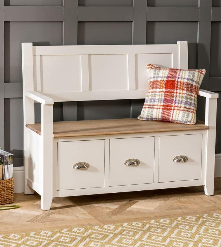 Keep Your Hallway Clean and Tidy with our Cheshire Cream Painted Monks Bench