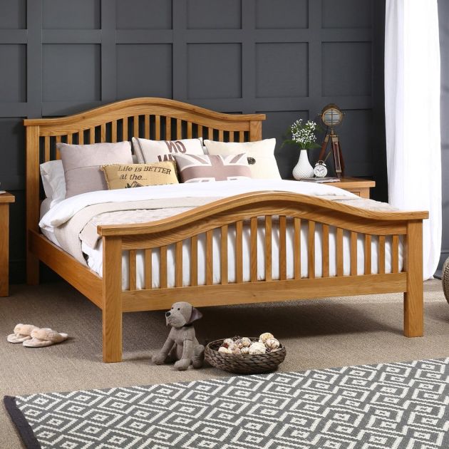 Solid Oak Arch Rail 5ft King Size Bed, Oak Bed Frame King