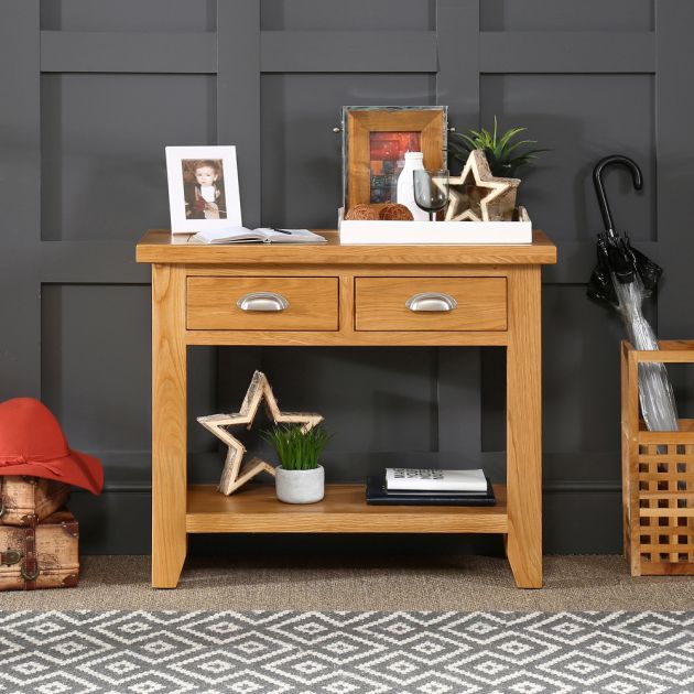 IKEA Oak Hall Console Table with 2 Drawers 