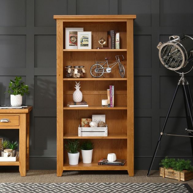Cheshire Oak Large Tall Bookcase With 4, Light Oak Bookcase With Adjustable Shelves