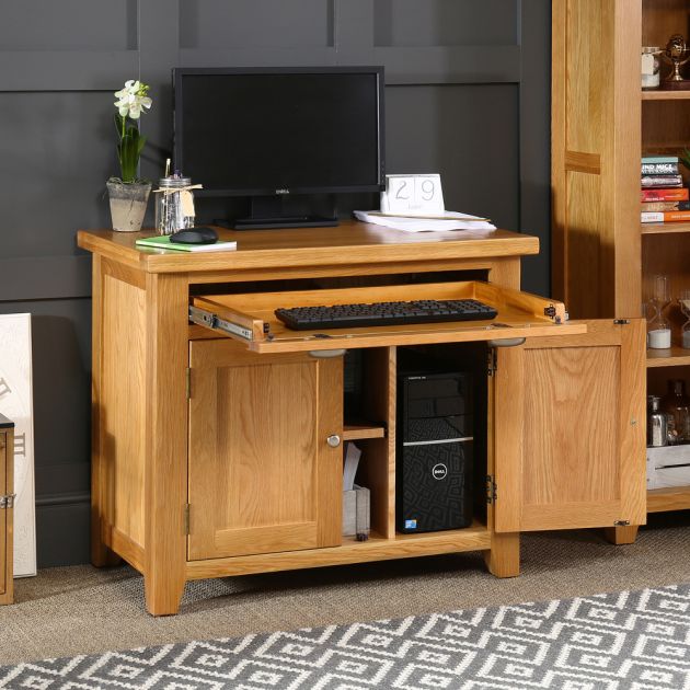 Cheshire Oak Hideaway Home Office Computer Desk The Furniture Market