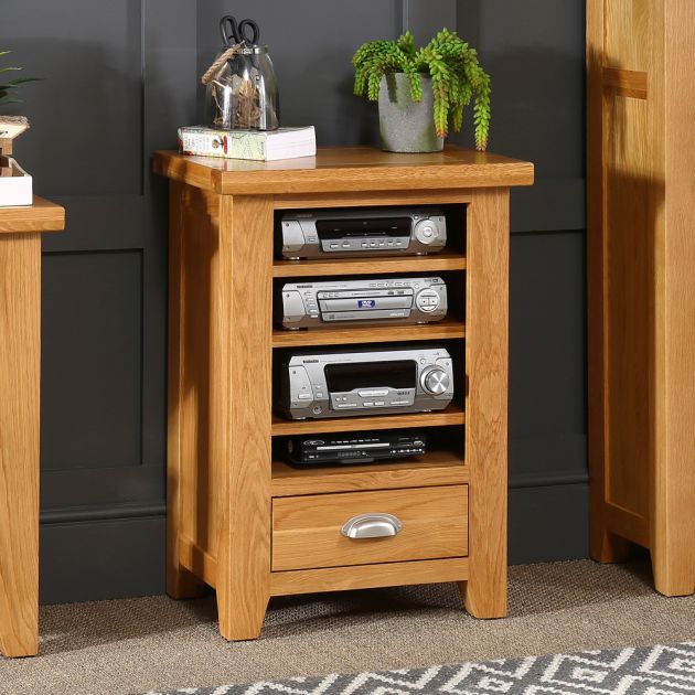 Cheshire Oak HiFi Media Stand Shelf Unit The Furniture Market