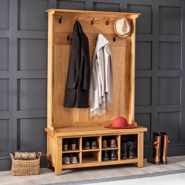 Shoe Storage Bench With Coat Rack, Entrance Bench With Coat Hooks