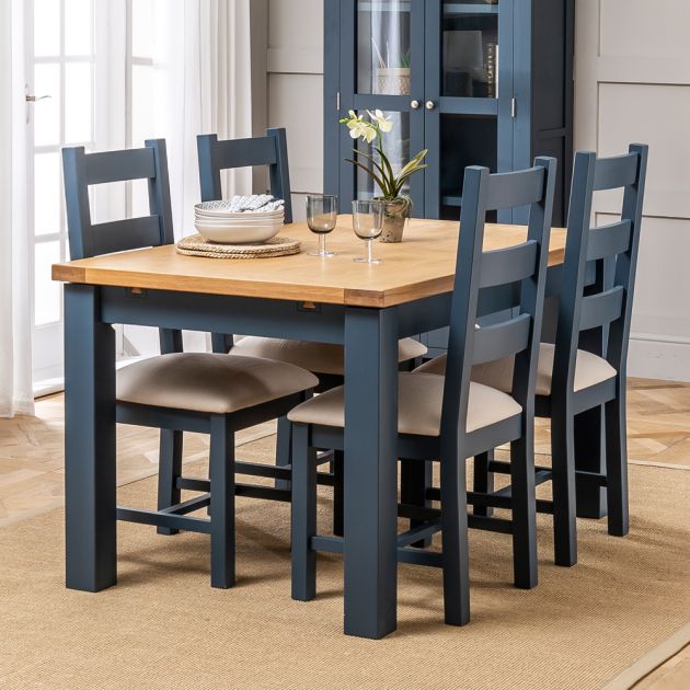 Westbury Blue Painted Extending Dining, Dining Room Table Set For 4