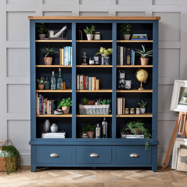 Westbury Blue Grand Library Bookcase The Furniture Market