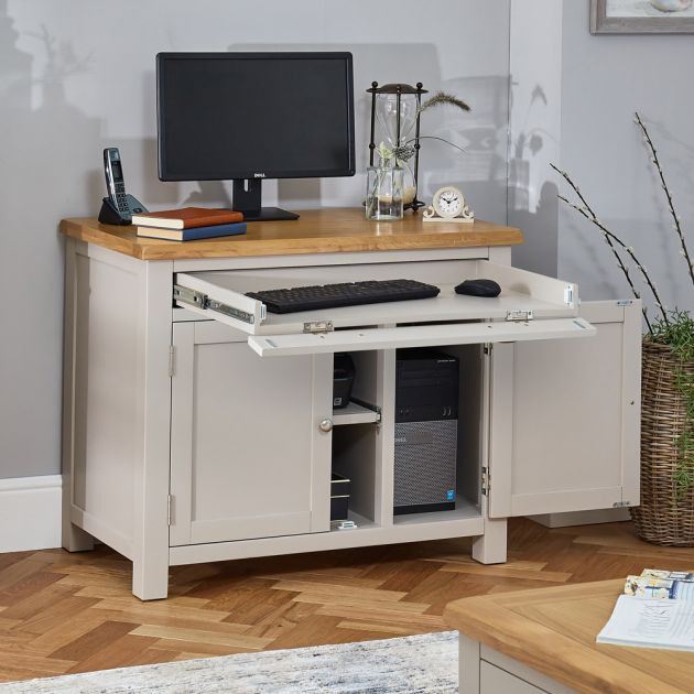 Cotswold Grey Painted Hideaway Computer Desk The Furniture Market