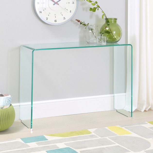 Geo Glass Small Clear Console, Geo Console Table