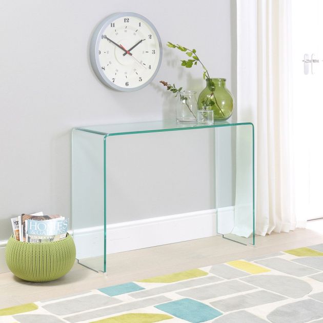 Geo Glass Small Clear Console, Geo Console Table