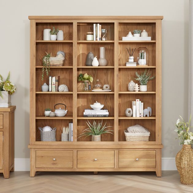 Cheshire Limed Oak Grand Library Bookcase The Furniture Market