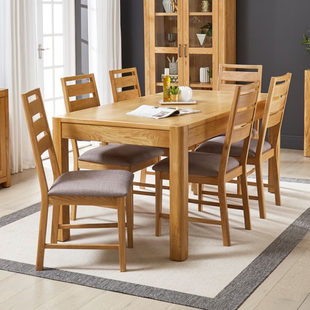 Soho Oak Medium Dining Table With 6, Medium Oak Dining Room Set