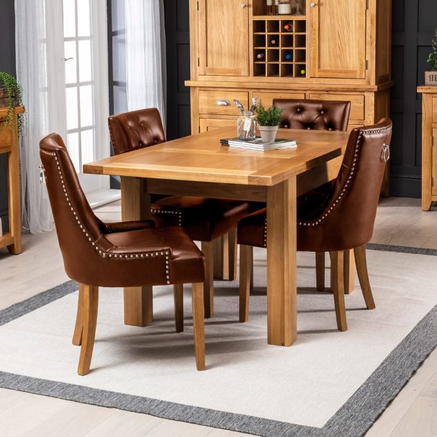 Solid Oak Small Extending Table 4 X, Small Oak Extending Dining Table And Chairs
