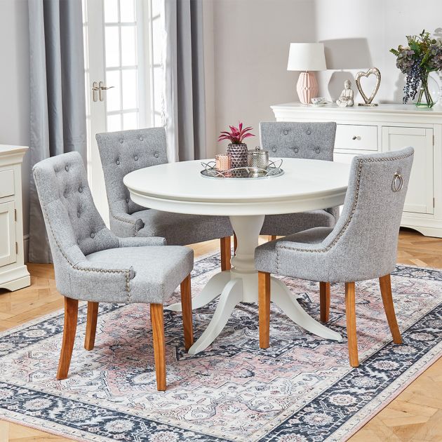 Wilmslow White Round Dining Table With, White Round Dining Table And 4 Chairs