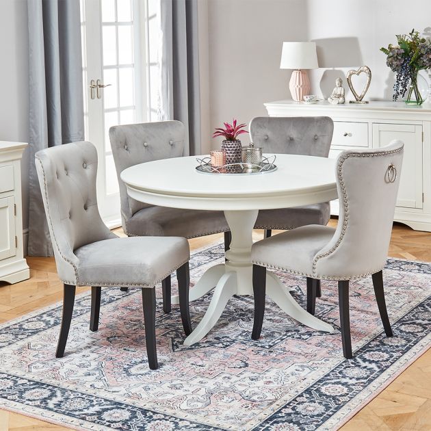 Wilmslow White Round Dining Table With, White Round Dining Table Set For 4