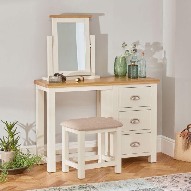 Cotswold Cream Painted Dressing Table, Small Cream Vanity Mirror Desk