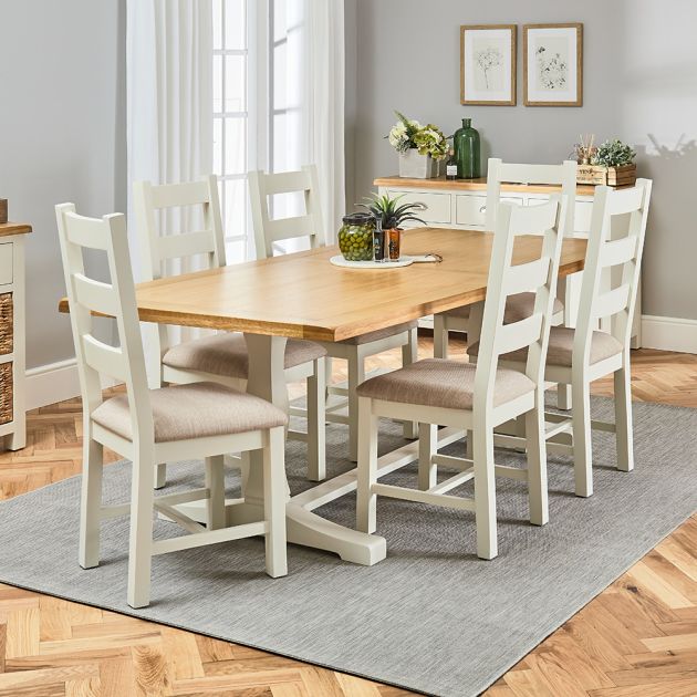 Refectory Dining Table And 6 Chair Set, Cream Dining Table And 6 Chairs Uk