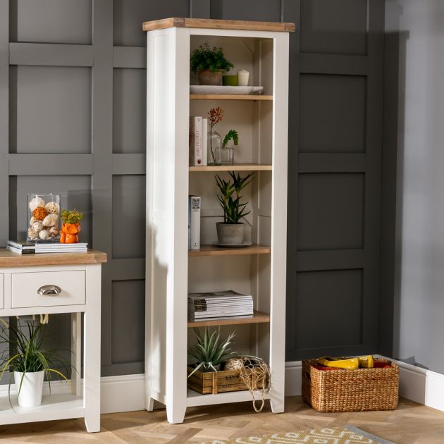 Cheshire Cream Tall Narrow Alcove, Bookcase With Adjustable Shelves Uk