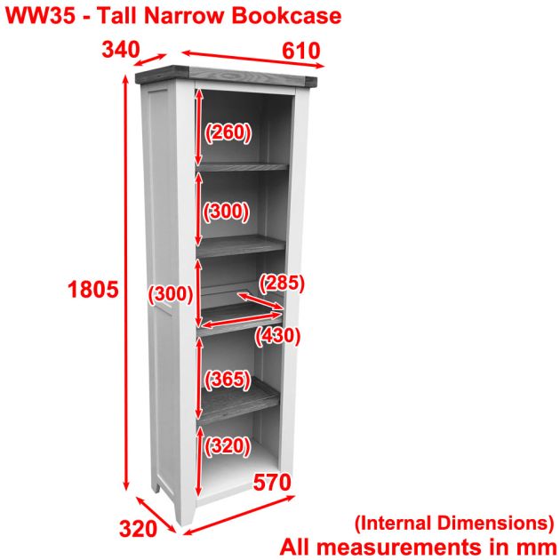 Tall Narrow Alcove Bookcase, Narrow Bookcase With Adjustable Shelves
