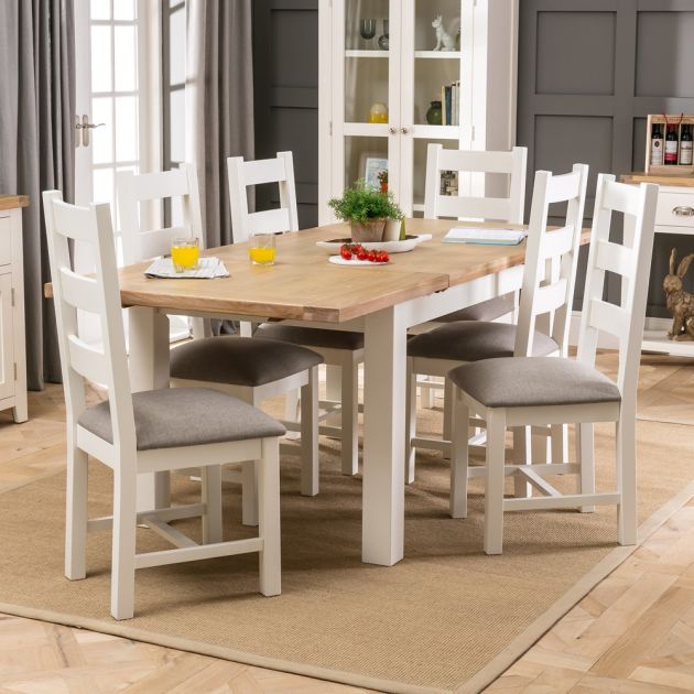 Cheshire Cream Painted Extending Dining, Wood Dining Table And 6 Chairs Set