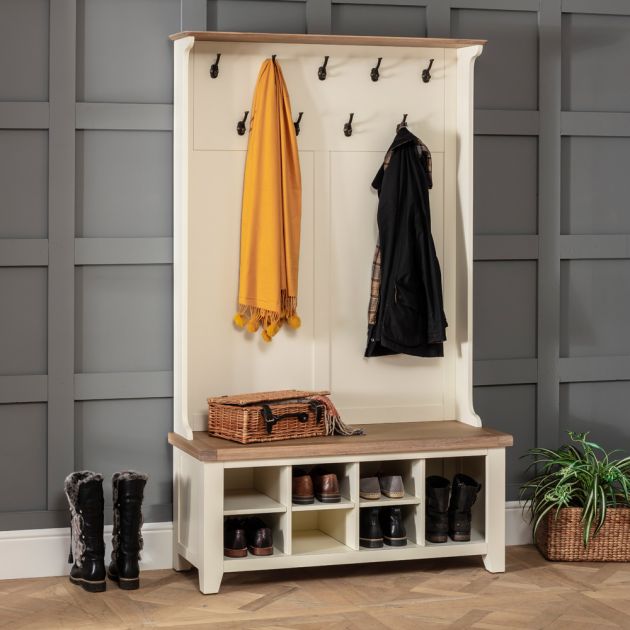 Shoe Storage Bench With Coat Rack, Small Entryway Coat Rack With Bench Top