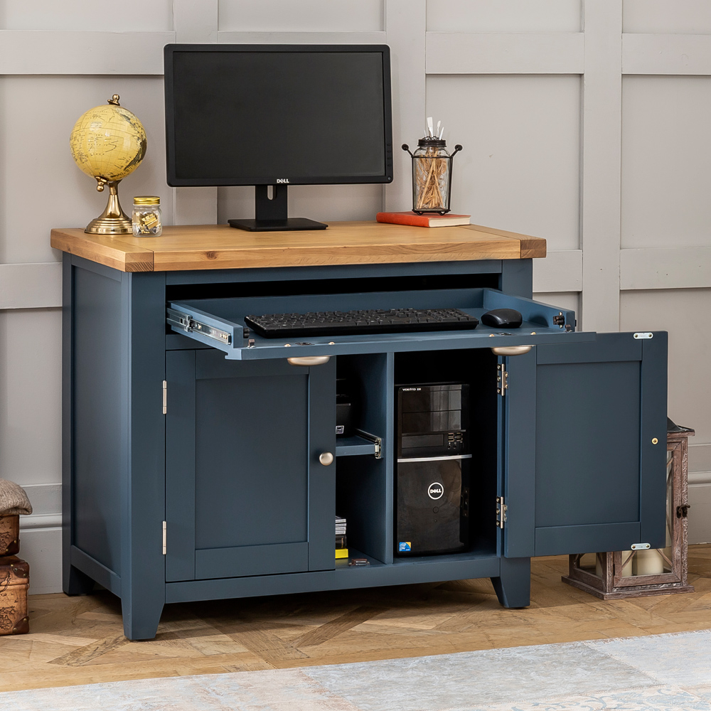 Westbury Blue Painted Hideaway Home Office Computer Desk | The Furniture  Market