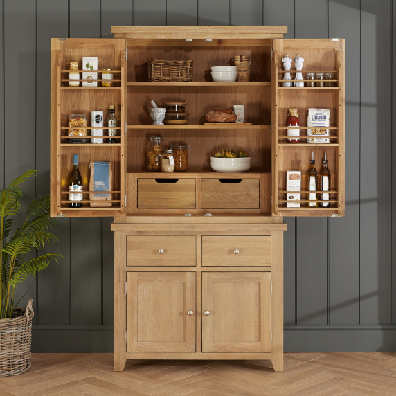 Cheshire Whitewash Oak Double Kitchen Larder Pantry Cupboard