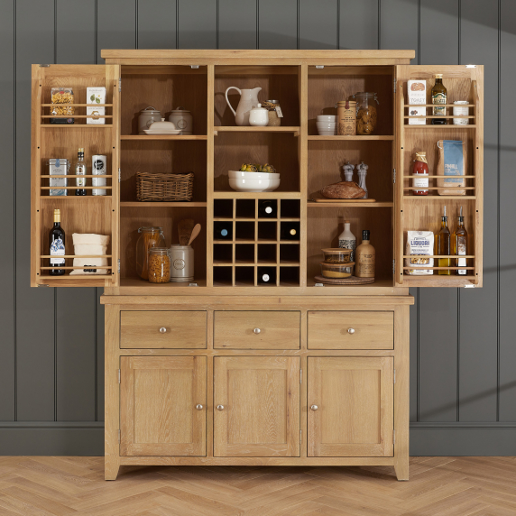 Cheshire Whitewash Oak Triple Kitchen Larder Pantry Cupboard