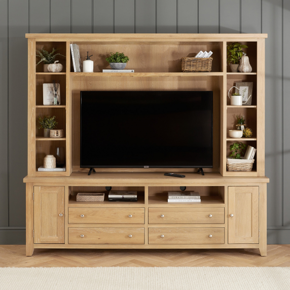 Cheshire Whitewash Oak XXL Widescreen TV Media Storage Grand Wall Unit