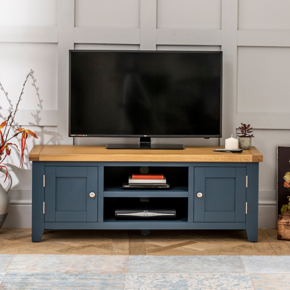 Westbury Blue Painted Widescreen TV Unit - Up to 60