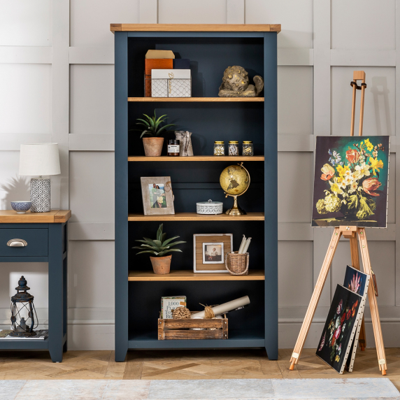 Westbury Blue Painted Large Tall Bookcase with 4 adjustable shelves
