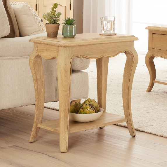 French Chateau Oak Sofa Side Table