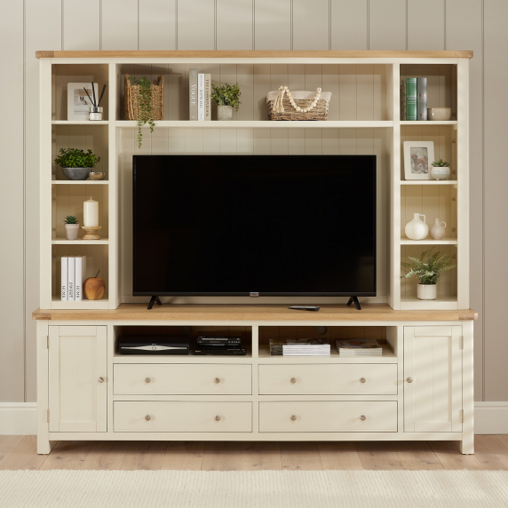 Marbury Cream Painted XXL Widescreen TV Media Storage Grand Wall Unit - Up to 60