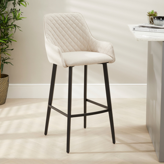 Duke Bar Stool – Natural Oatmeal Fabric