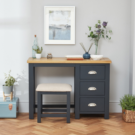 Cotswold Charcoal Grey Pedestal Dressing Table Set with Stool