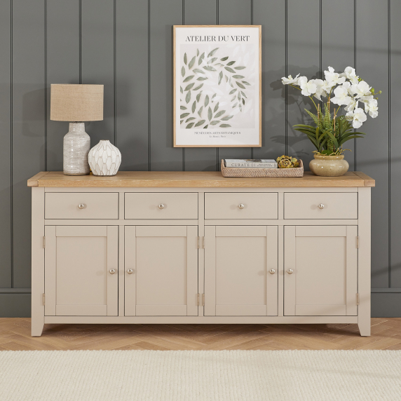 Cheshire Dove Grey Painted Extra Large 4 Drawer 4 Door Sideboard