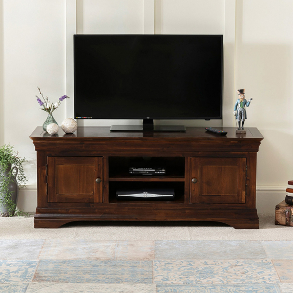 French Hardwood Mahogany Stained TV Unit - Up to 60