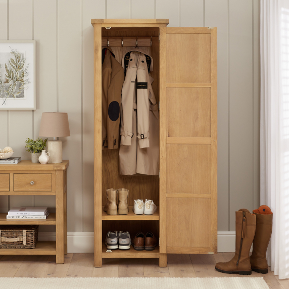 Marbury Oak Single Hallway Coat and Shoe Cupboard