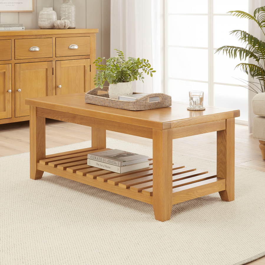 Cheshire Oak Coffee Table with Slatted Shelf