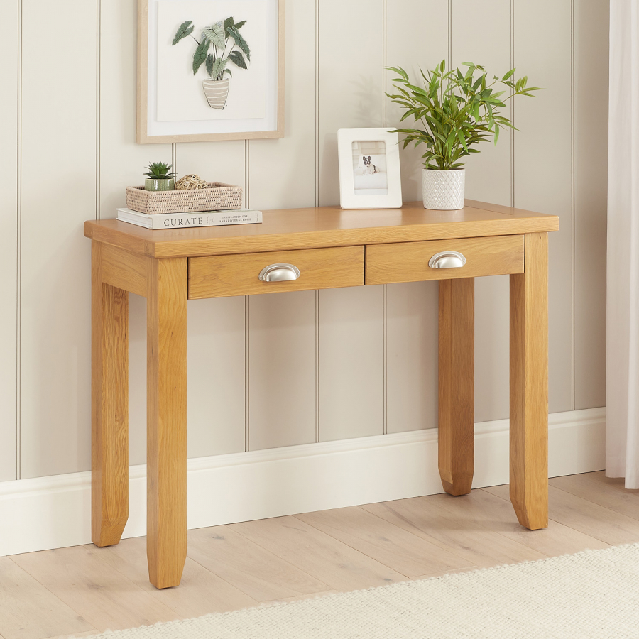 Cheshire Oak Dressing Table Desk with 2 Drawers
