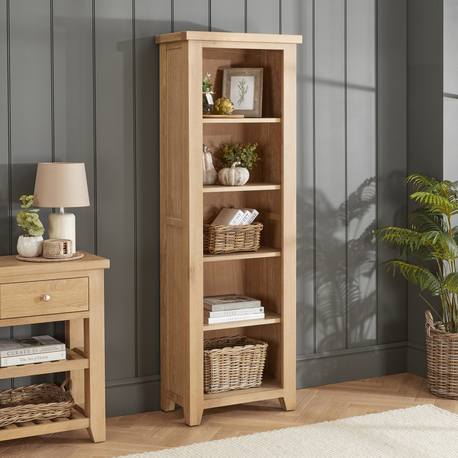 Cheshire Whitewash Oak Tall Narrow Bookcase