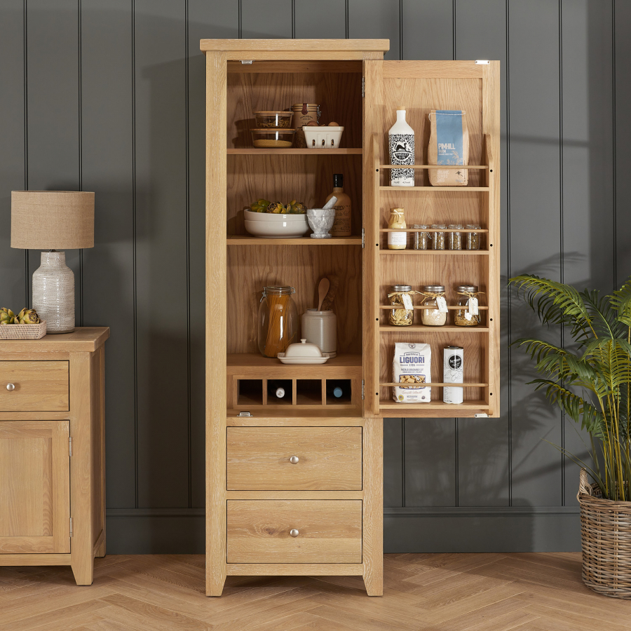 Cheshire Whitewash Oak Single Kitchen Larder Pantry Cupboard