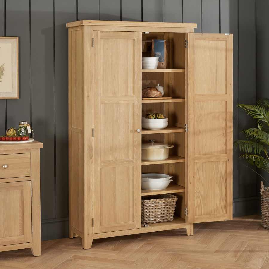 Cheshire Whitewash Oak Double Shaker Kitchen Pantry Storage Cupboard