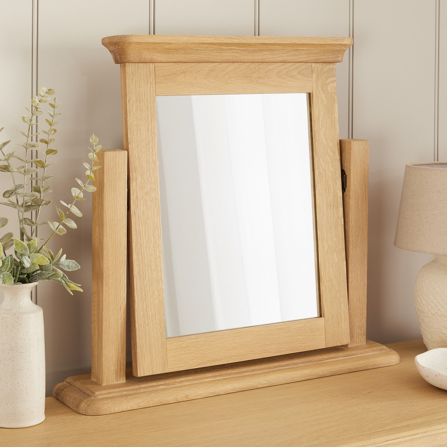 French Chateau Oak Vanity Dressing Table Mirror