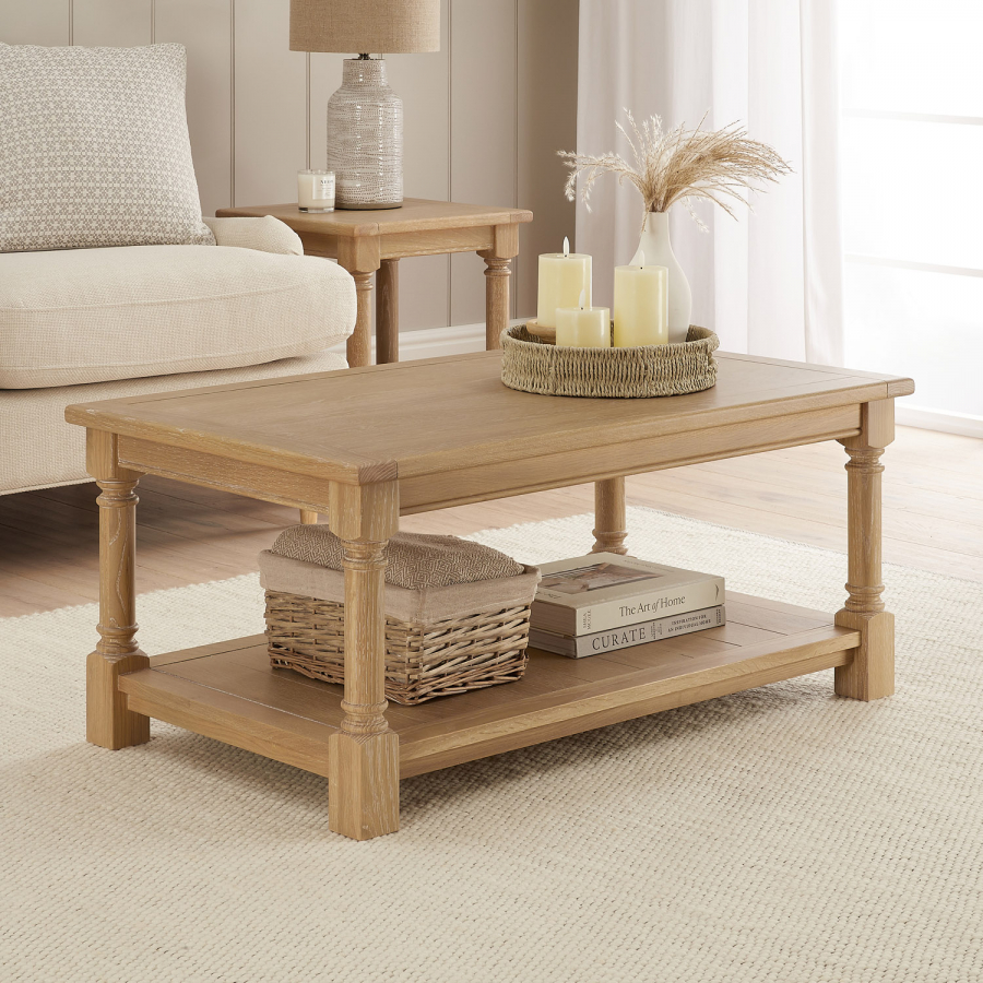 Classic Whitewash Oak Small Rectangle Coffee Table | The Furniture Market