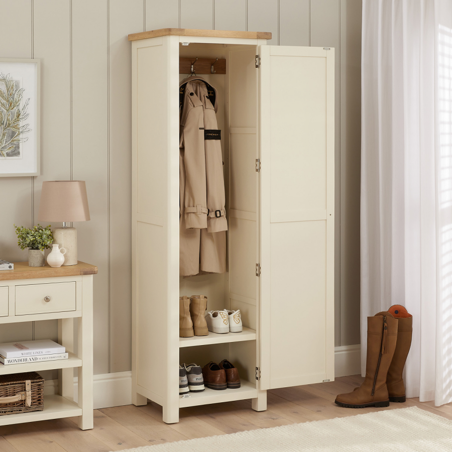 Marbury Cream Painted Single Hallway Coat & Shoe Cupboard | The ...