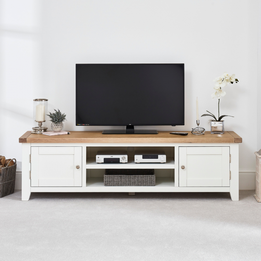 Cheshire White Painted Large Widescreen TV Unit - Up to 80" TV Size