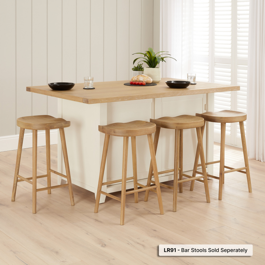 Cheshire White Painted Large Kitchen Island with Bar Table Top (4 ...