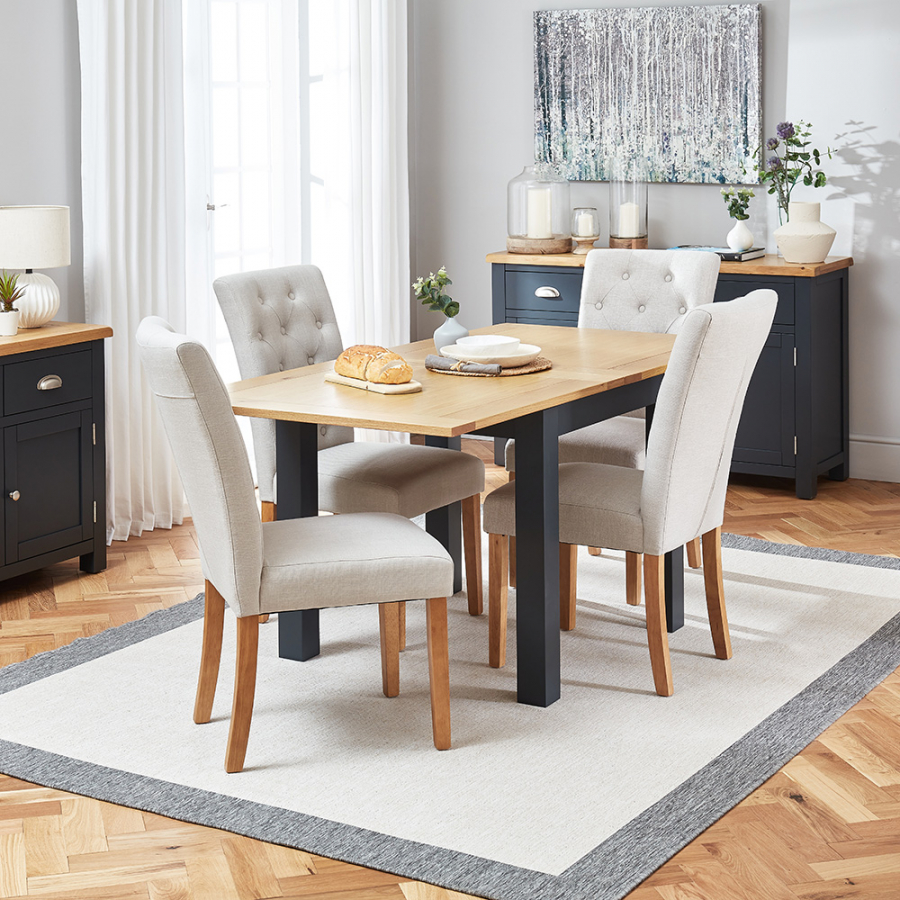 Cotswold Charcoal Grey Square Flip Top Dining Table and 4 Fabric Chairs ...
