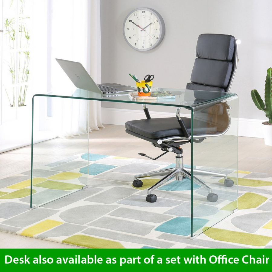 Geo-Glass Small Clear Glass Desk | The Furniture Market