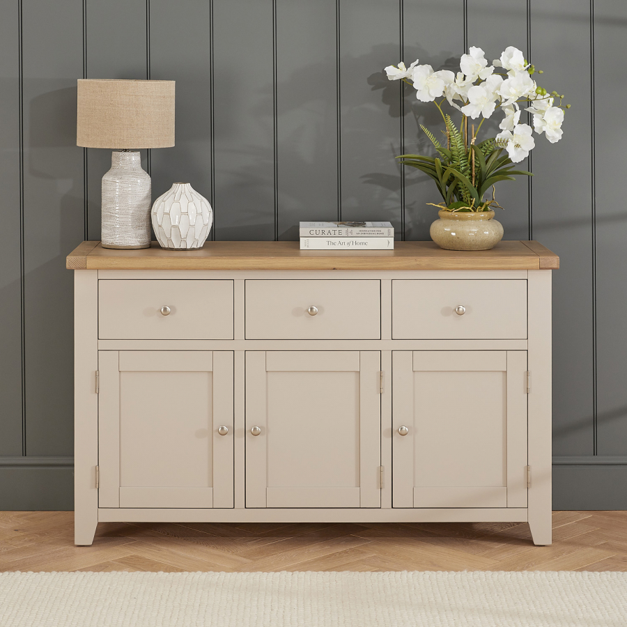 Cheshire Dove Grey Painted Large 3 Drawer 3 Door Sideboard